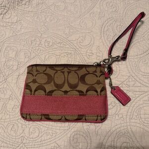 Coach Pink and Brown Wristlet